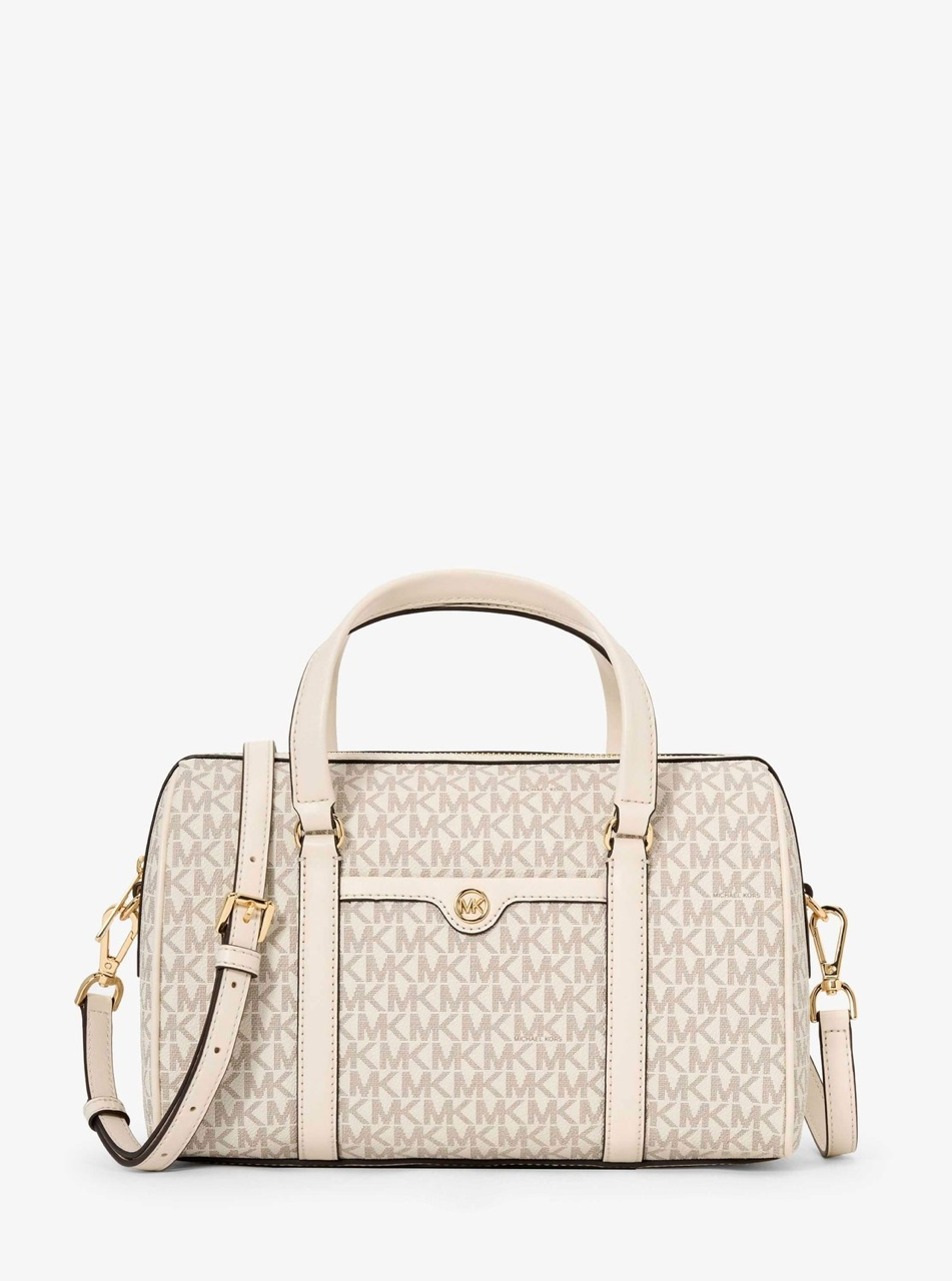 [READY STOCK MY] Michael Kors Travel Medium Duffle Satchel in Signature Light Cream Multi (35S4GTFS6B)