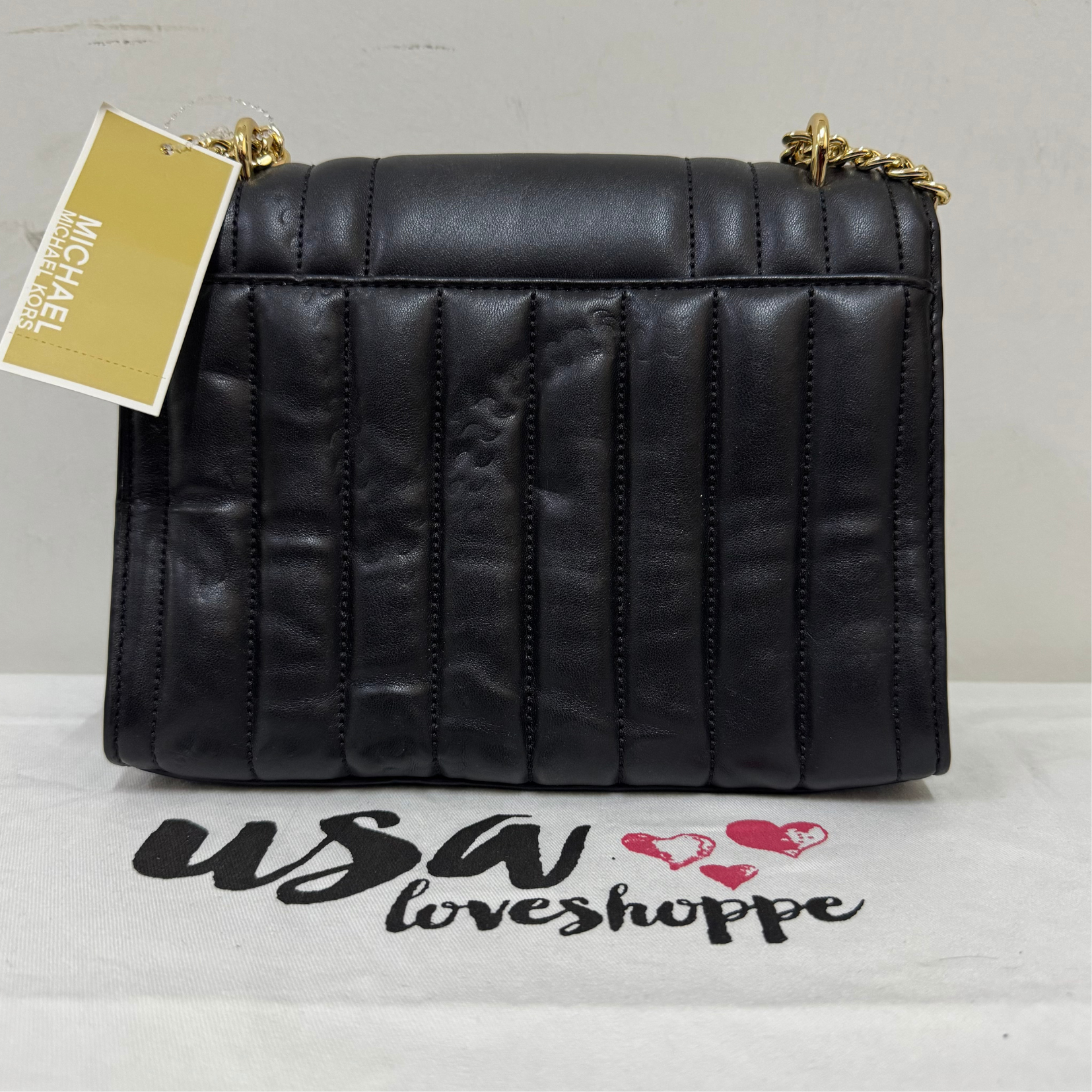 [AUCTION][READY STOCK MY] Michael Kors Whitney Medium Flap Chain Shoulder Bag in Black (GHW) (35R4GWHL6U)
