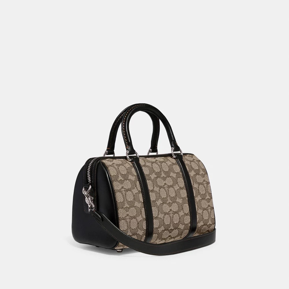 COACH Ruby Satchel 25 In Signature Textile Jacquard in Cocoa Black (CA117)