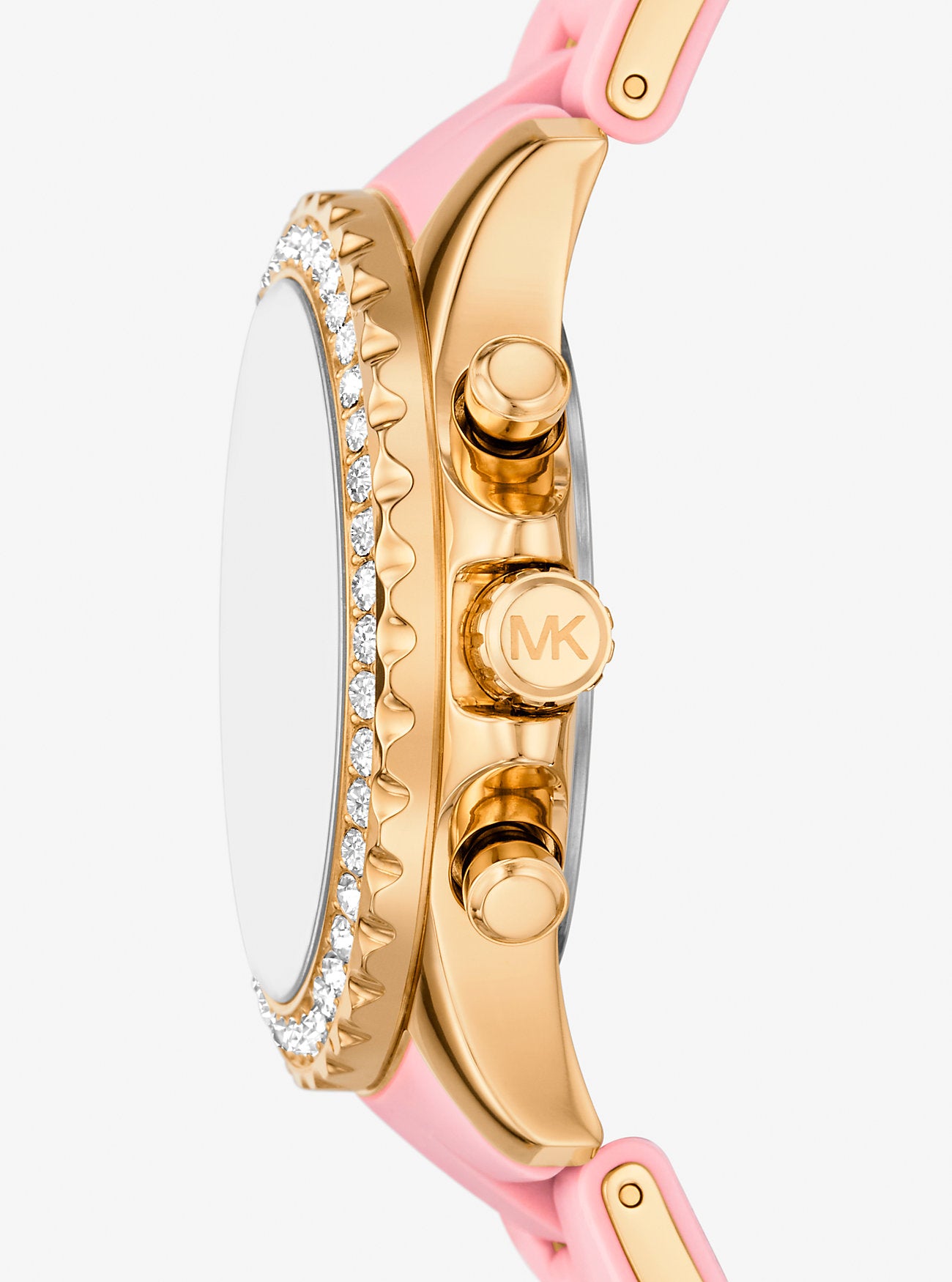 [READY STOCK MY] Michael Kors Oversized Everest Pavé Gold-Tone and Silicone Watch in Blush (MKO1134)