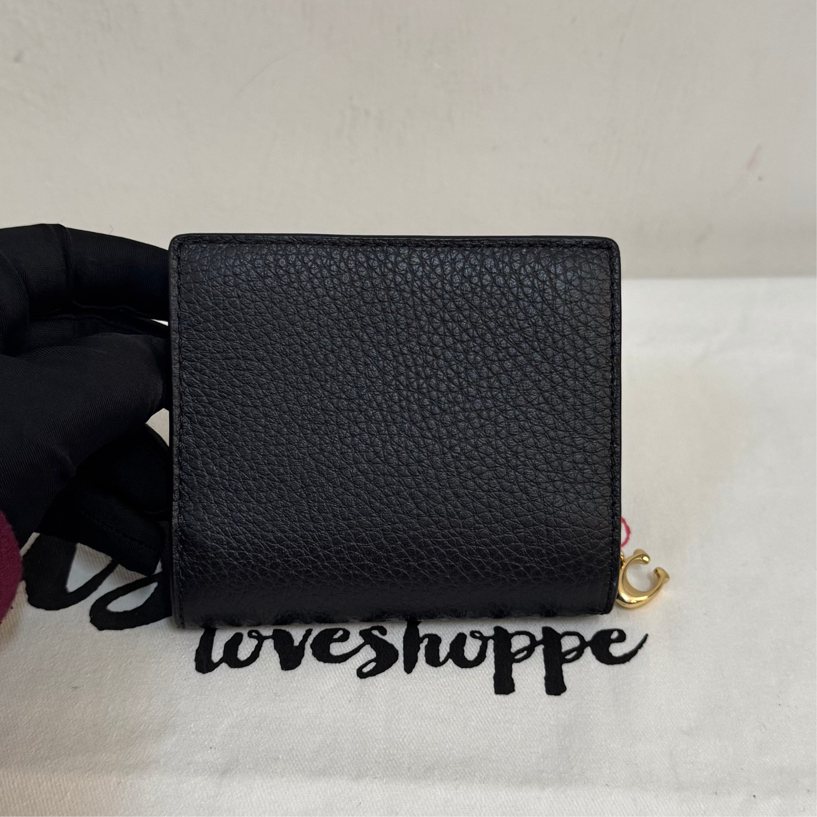 [AUCTION][READY STOCK MY] COACH Pebbled Leather Snap Wallet Black (C2862)