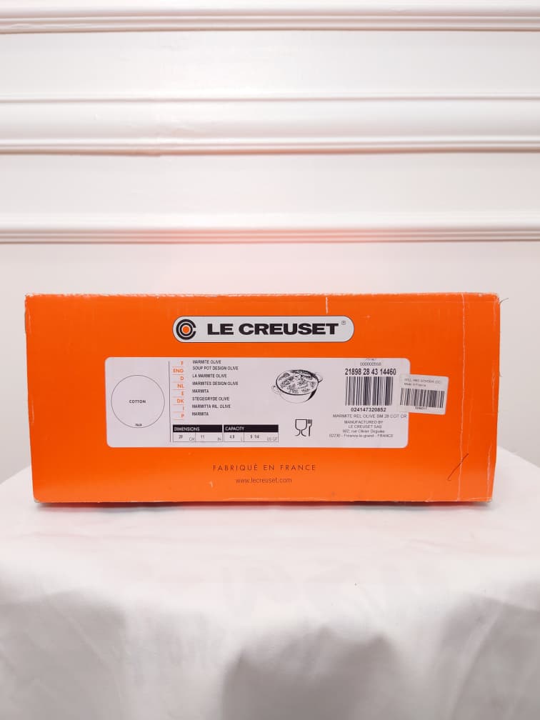 [READY STOCK MY] LE CREUSET SOUP POT DESIGN OLIVE BRANCH 5.25 QT IN COTTON