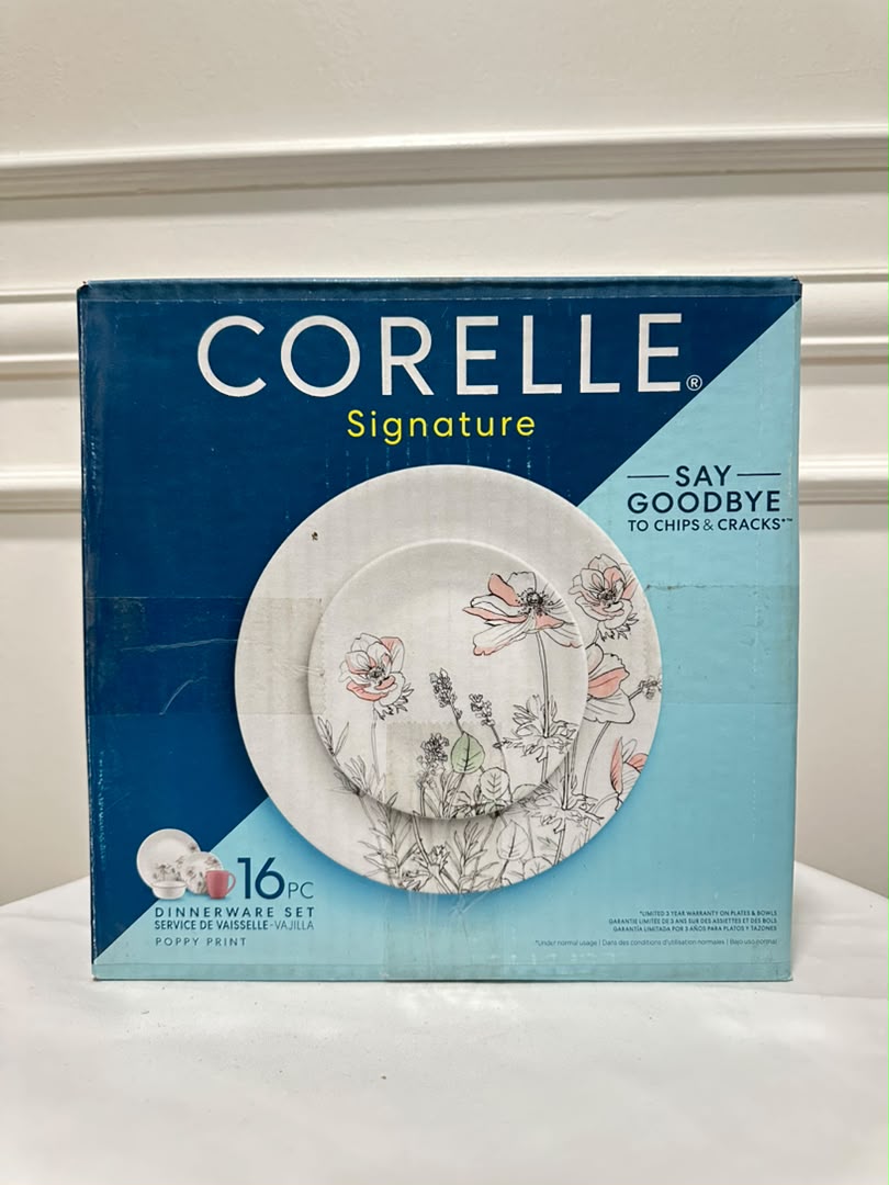[READY STOCK MY] Corelle Signature Dinnerware Set 16 pieces in Poppy Print