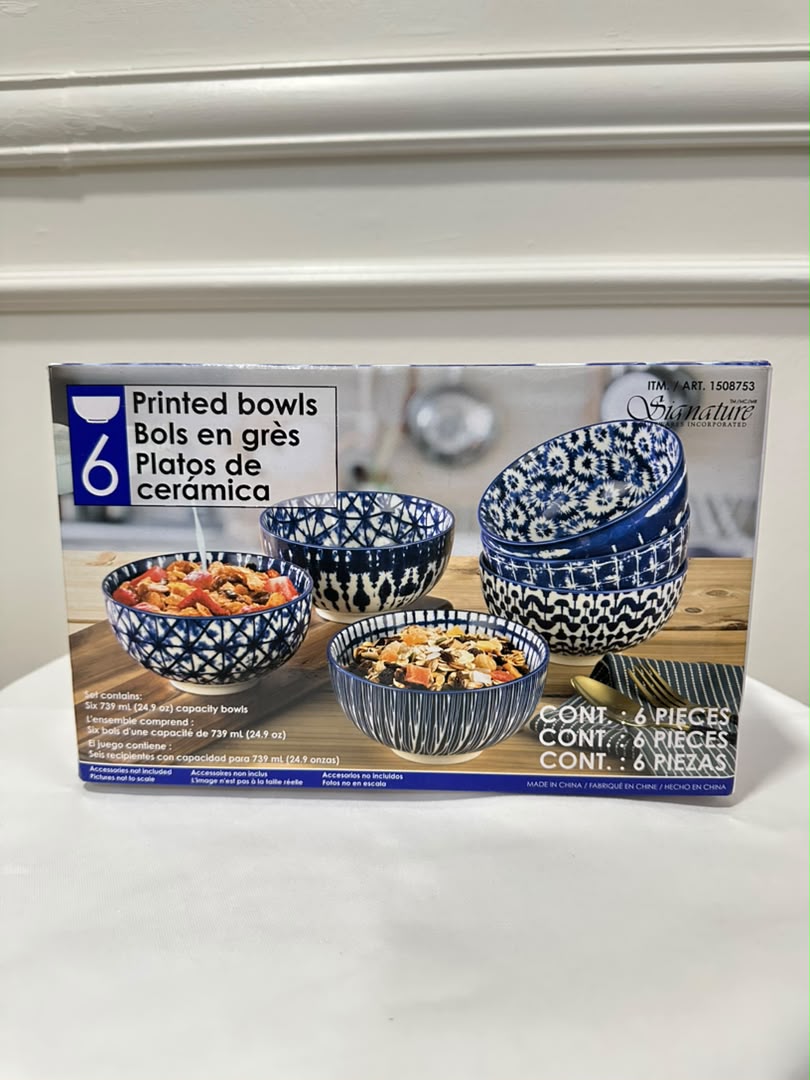 [READY STOCK MY] Signature Housewares 6 pcs Ceramic Bowl Set in Blue