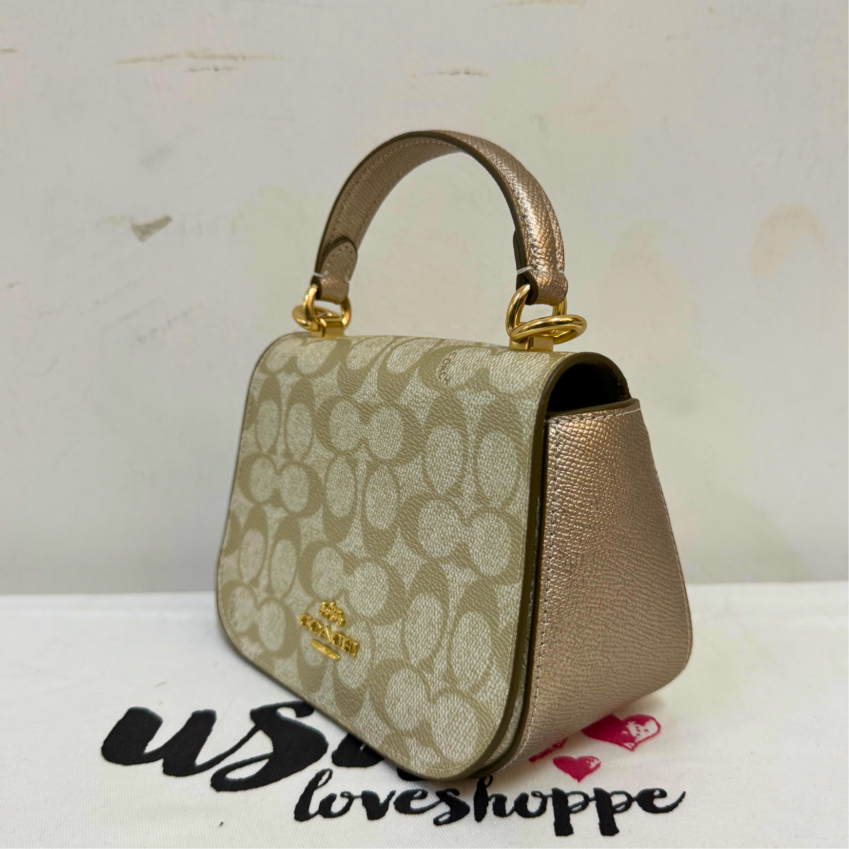 [AUCTION][READY STOCK MY] COACH Lysa Top Handle Bag In Signature Canvas in Champagne Multi (CX576)