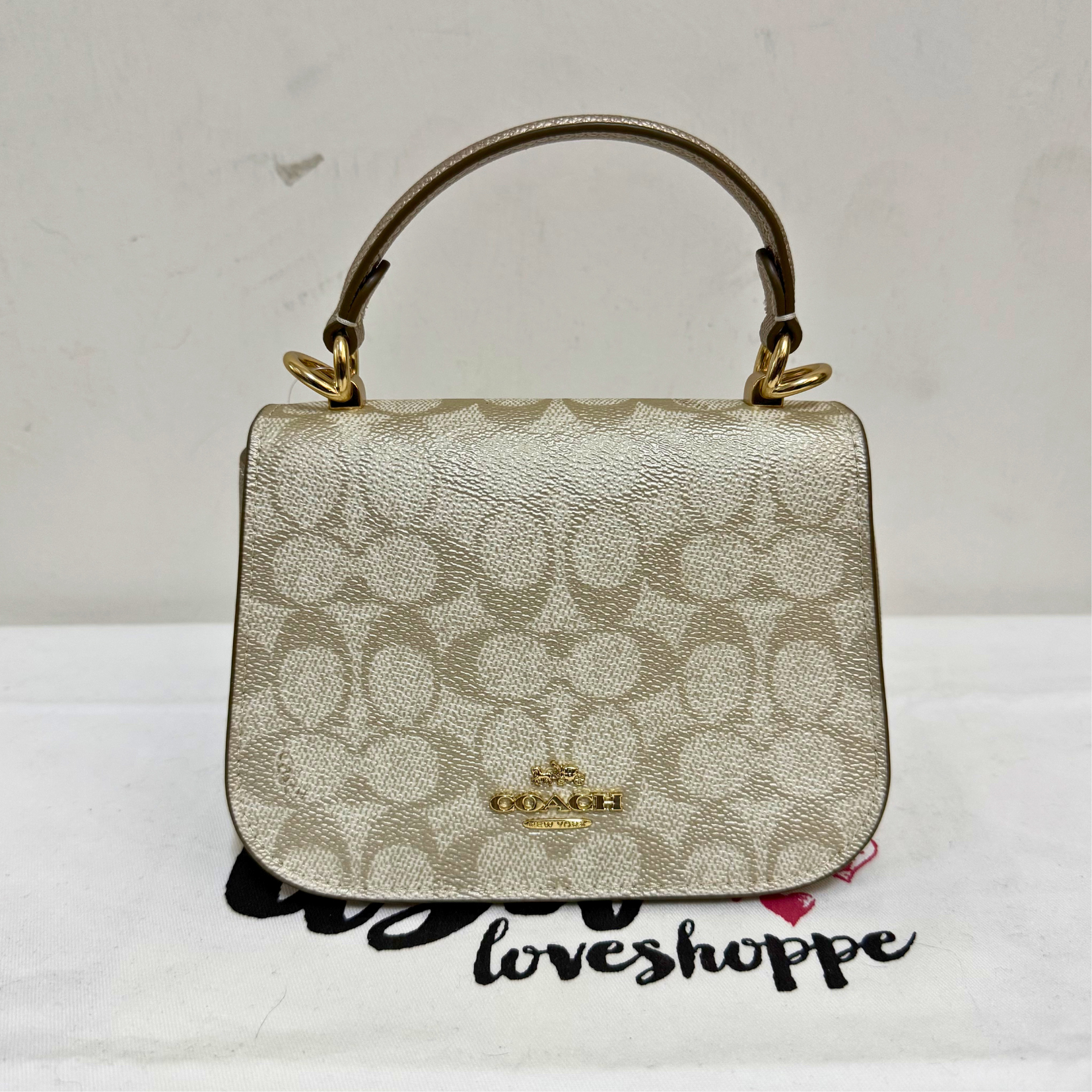 [AUCTION][READY STOCK MY] COACH Lysa Top Handle Bag In Signature Canvas in Champagne Multi (CX576)