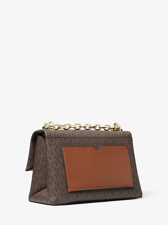 [READY STOCK MY] Michael Kors Cece Medium Flap Pkt Shoulder Bag in Signature Brown (35F2G0EF8B)