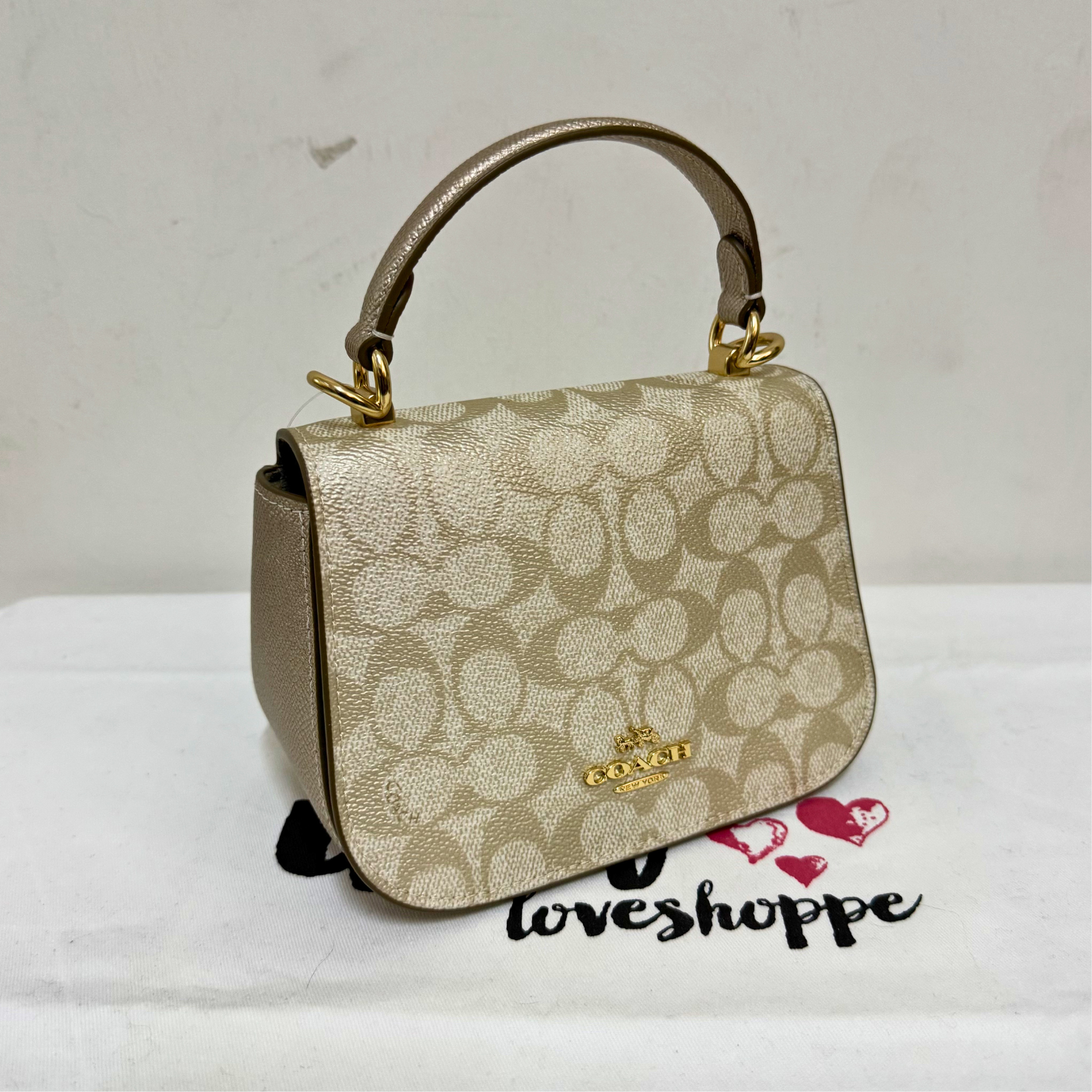 [AUCTION][READY STOCK MY] COACH Lysa Top Handle Bag In Signature Canvas in Champagne Multi (CX576)