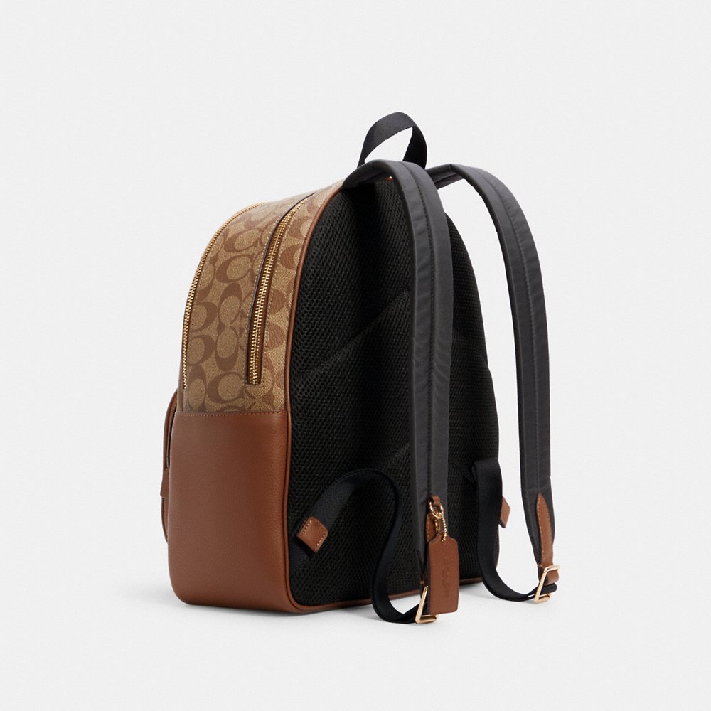 [INCOMING ETA 30 DAYS] COACH Court Backpack in Signature Canvas in Khaki/Saddle 2 (5671)