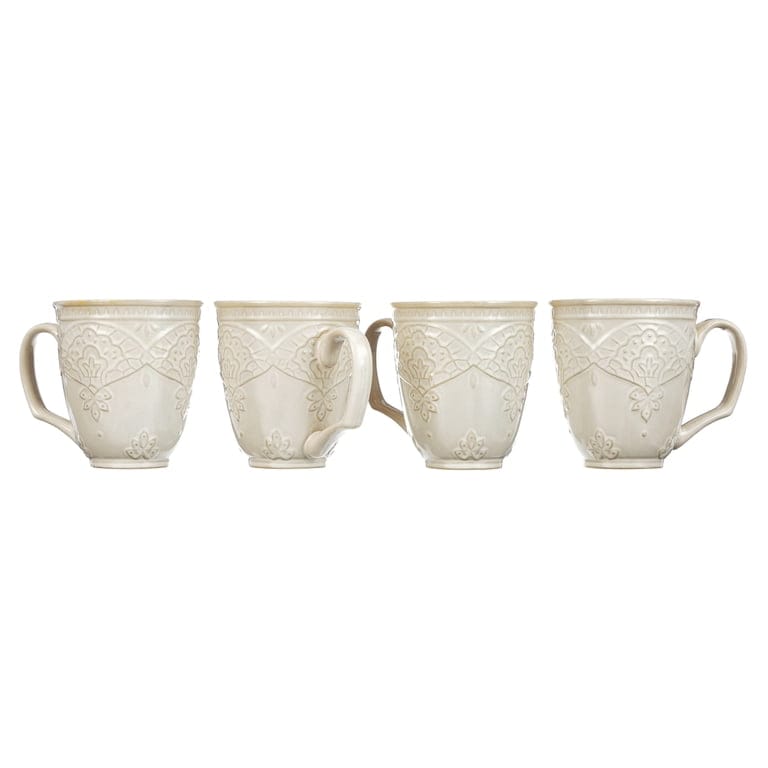 [READY STOCK MY] THE PIONEER WOMEN FARMHOUSE LACE 4 PCS 17oz EMBOSSED CERAMIC CUP