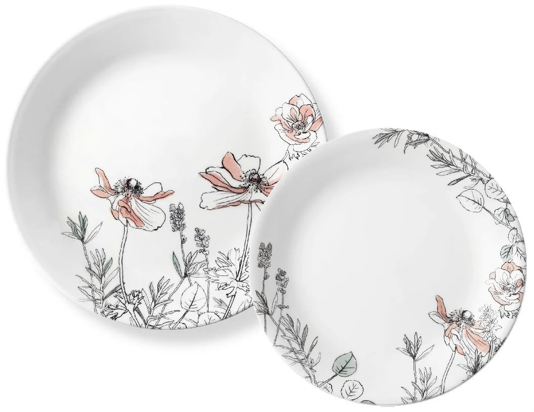 [READY STOCK MY] Corelle Signature Dinnerware Set 16 pieces in Poppy Print