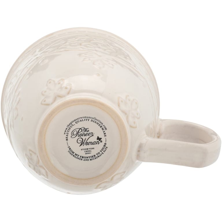 [READY STOCK MY] THE PIONEER WOMEN FARMHOUSE LACE 4 PCS 17oz EMBOSSED CERAMIC CUP