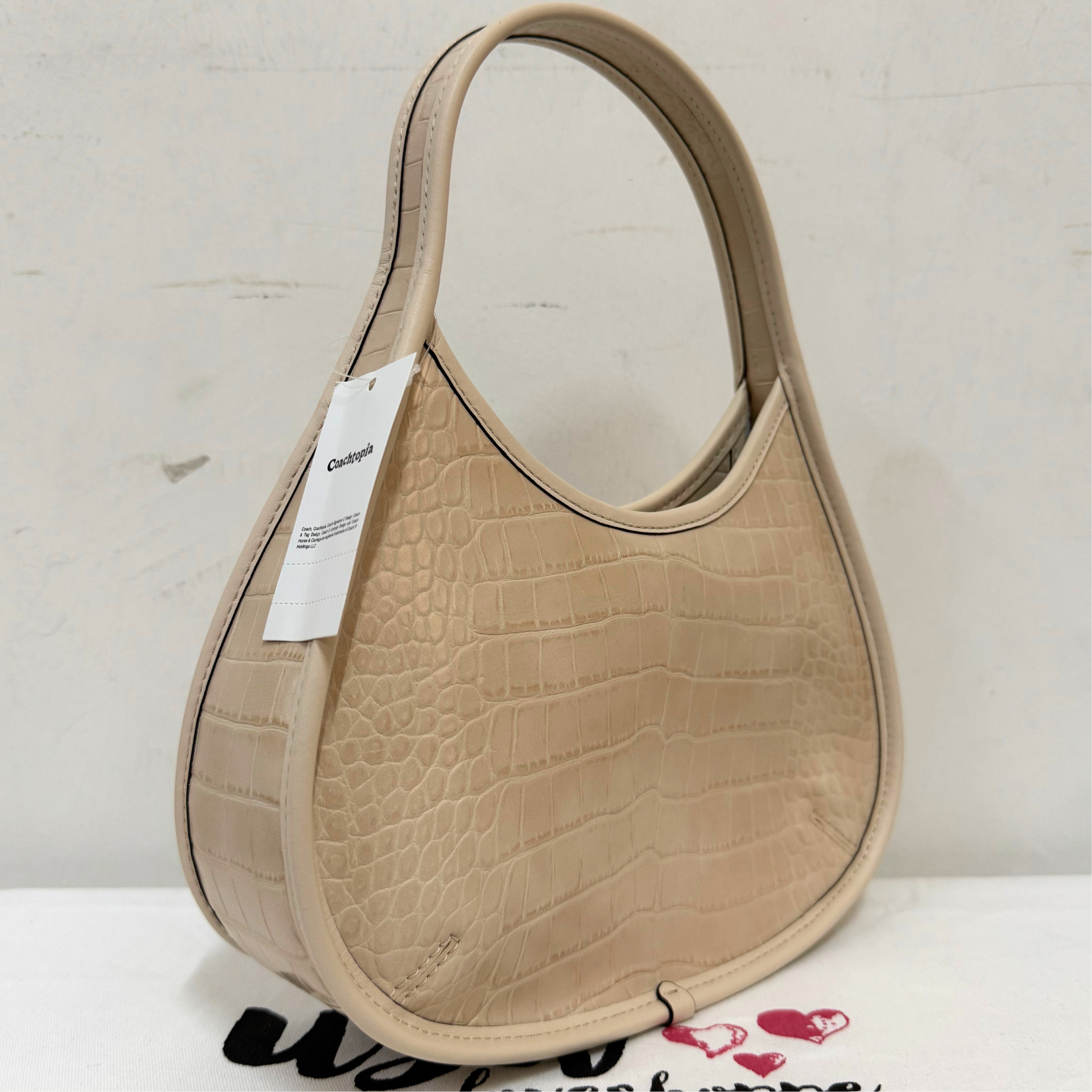 [AUCTION][READY STOCK MY] COACH Ergo Bag In Croc Embossed Coachtopia Leather in Cloud (CT272)