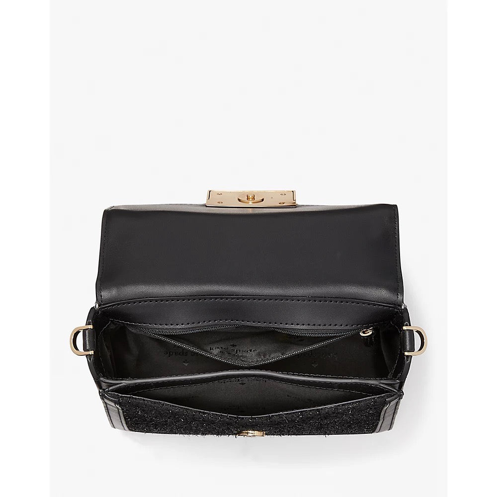 [READY STOCK MY] Kate Spade Reegan Tinsel Tweed Top Handle Crossbody in Black Multi (KE626)