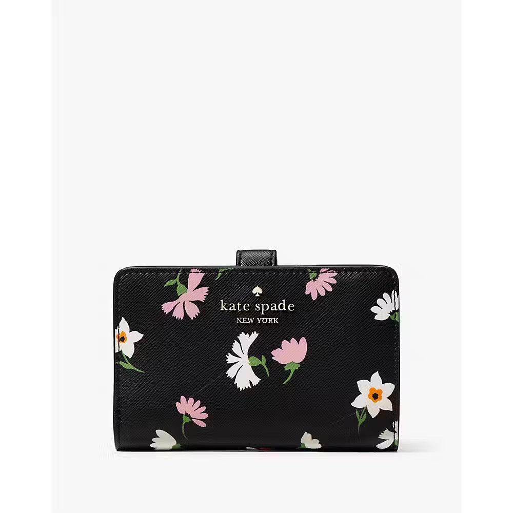[INCOMING ETA END MARCH 2024] Kate Spade Madison Floral Waltz Medium Compact Bifold Wallet in Black Multi (KF479)