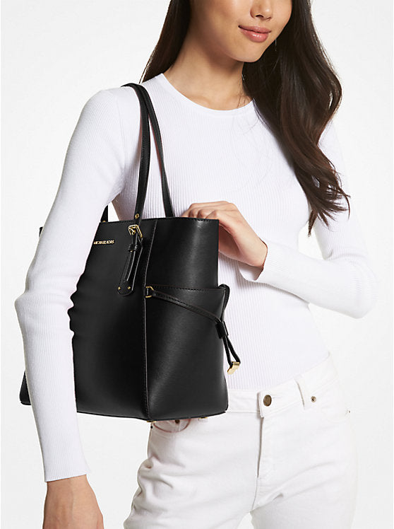 MK Voyager Small Leather Tote Bag in Black (30H1GV6T1L)