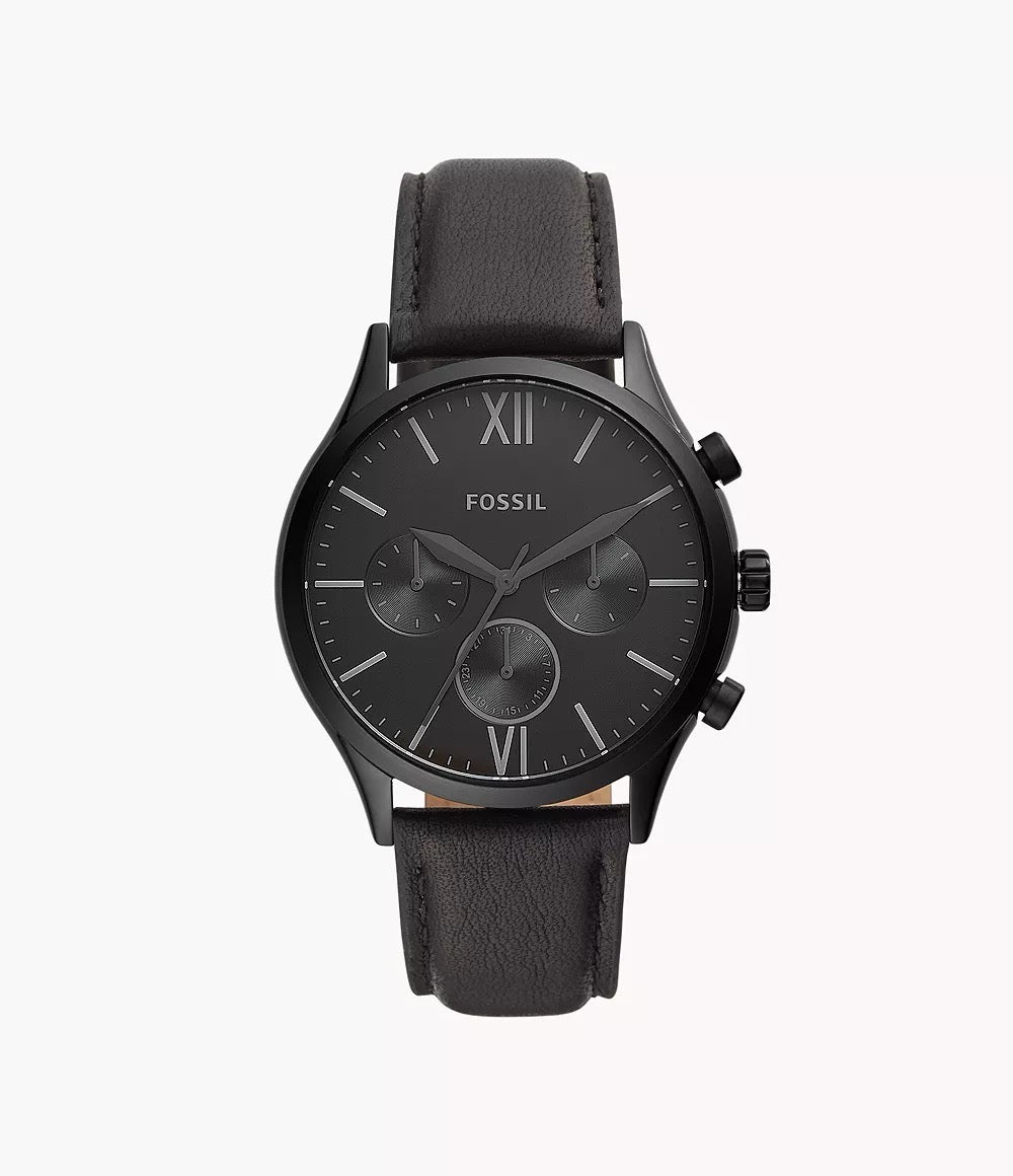 [INCOMING ETA END MARCH 2024] Fossil Fenmore Multifunction Black Leather Watch in Black (BQ2364)