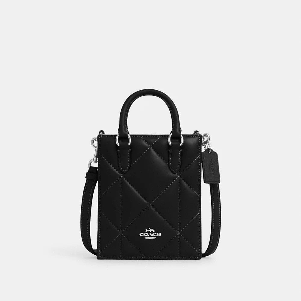 [INCOMING ETA END MARCH 2024] Coach North South Mini Tote With Puffy Diamond Quilting in Black (CJ580)