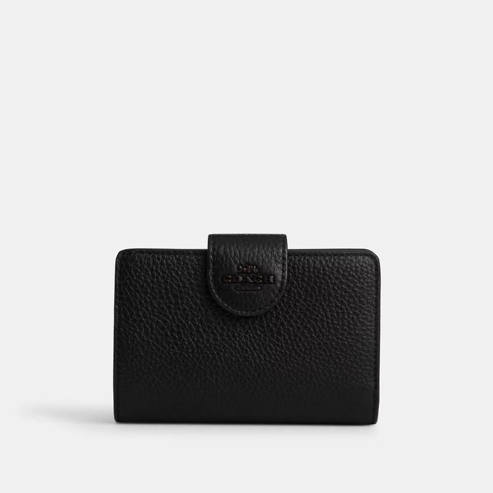 COACH Medium Corner Zip Wallet in Black (CP417)