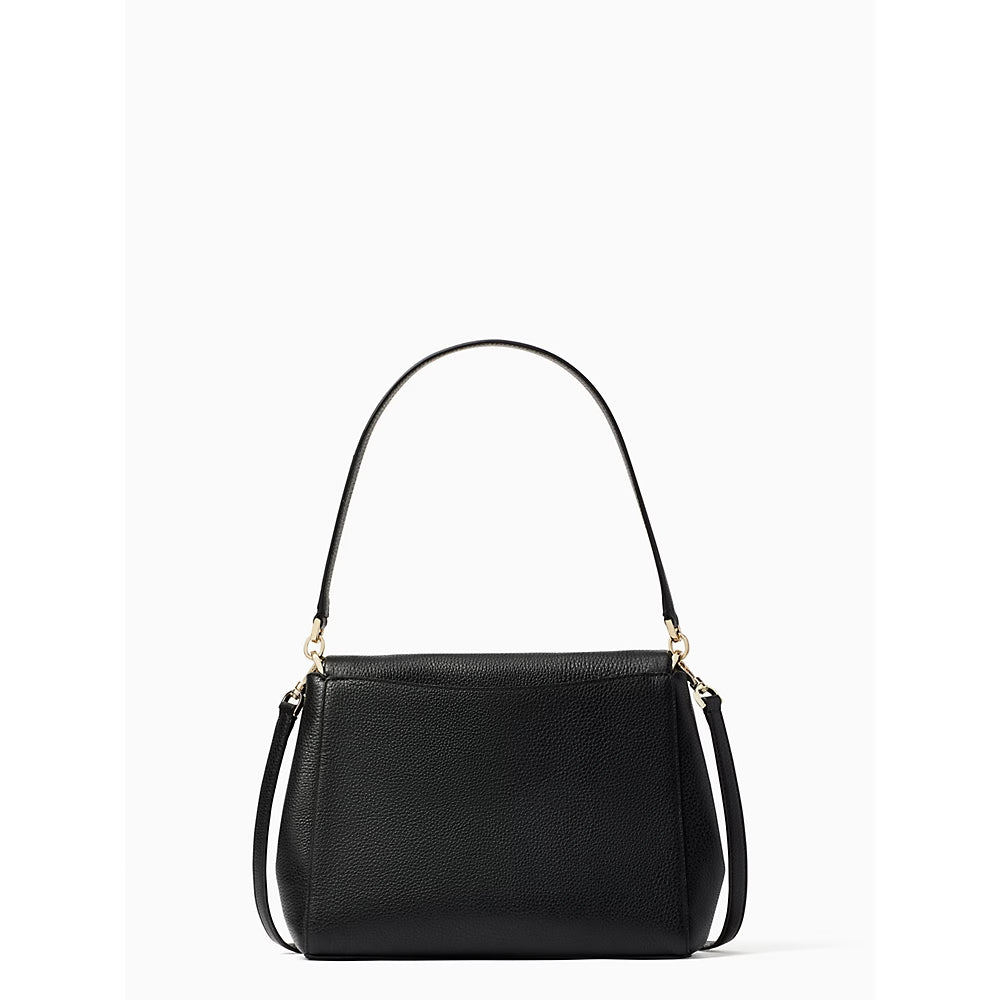 Kate Spade Leila Pebbled Leather Medium Flap Bag in Black (K6029)