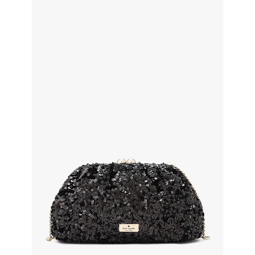 Kate Spade Scrunchy Velvet Convertible Clutch in Black (K9355)