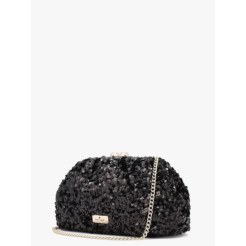 Kate Spade Scrunchy Velvet Convertible Clutch in Black (K9355)