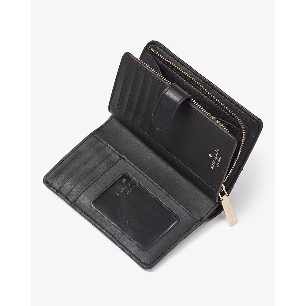 [READY STOCK MY] Kate Spade Carey Medium Compact Bifold Wallet in Black (KG424)