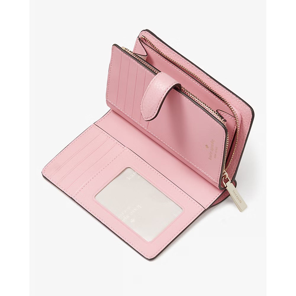 Kate Spade Leila Medium Compact Bifold Wallet in Bright Carnation (WLR00394)