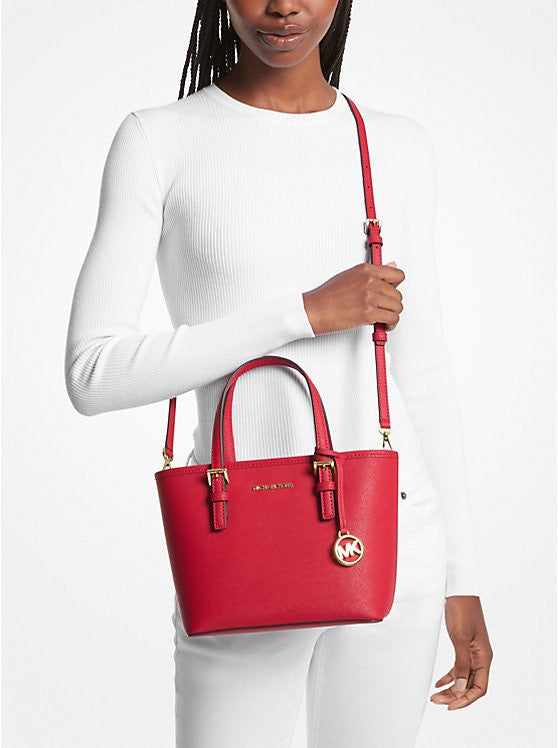 Michael Kors Bag Malaysia Michael Kors Jet Set Travel Extra Small Saffiano Leather Top Zip Tote Bag in Bright Red 35T9GTVT0L