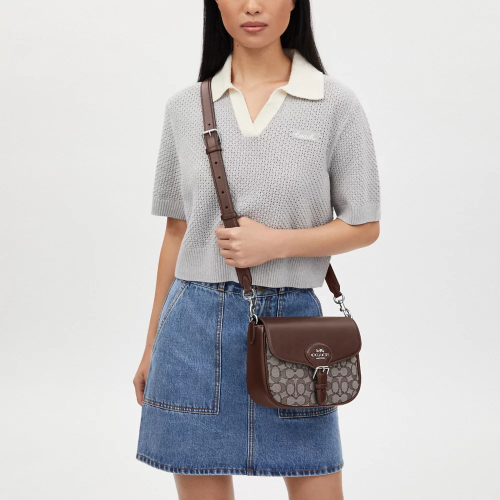 COACH Amelia Saddle Bag In Signature Jacquard In Maple (CU998)