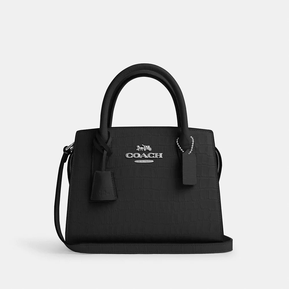 COACH Andrea Carryall Bag Croc Embossed in Black (SHW) (CR105)