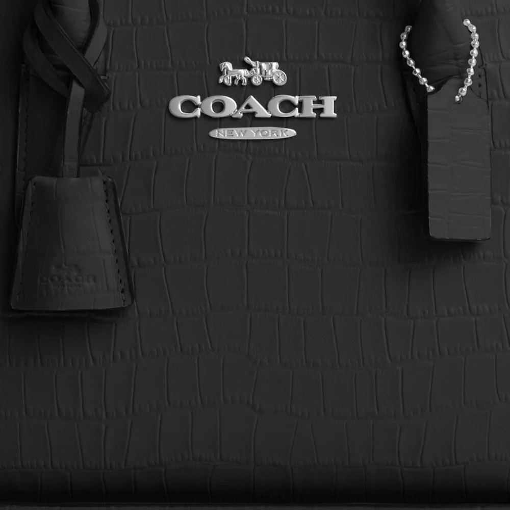 COACH Andrea Carryall Bag Croc Embossed in Black (SHW) (CR105)