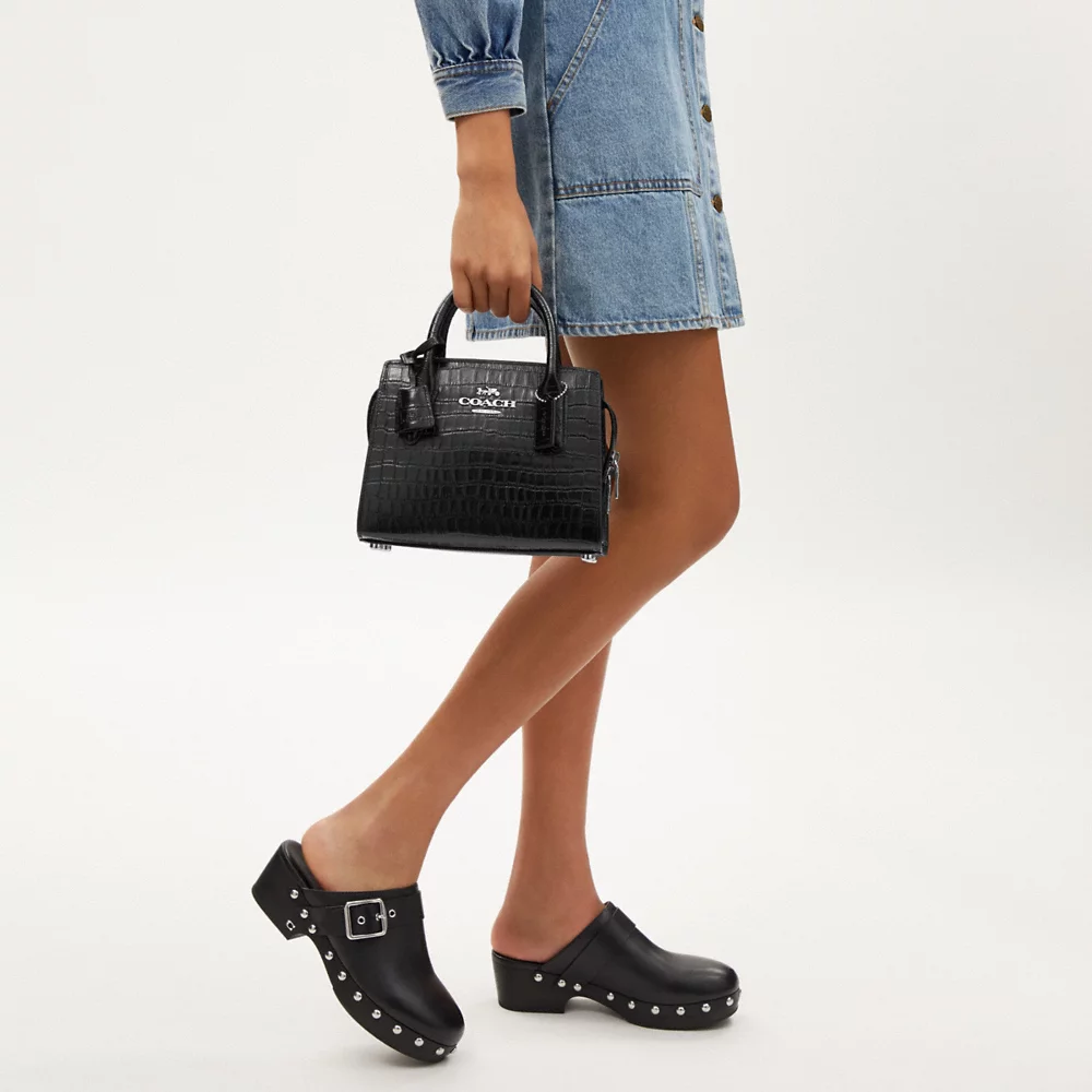 COACH Andrea Carryall Bag Croc Embossed in Black (SHW) (CR105)