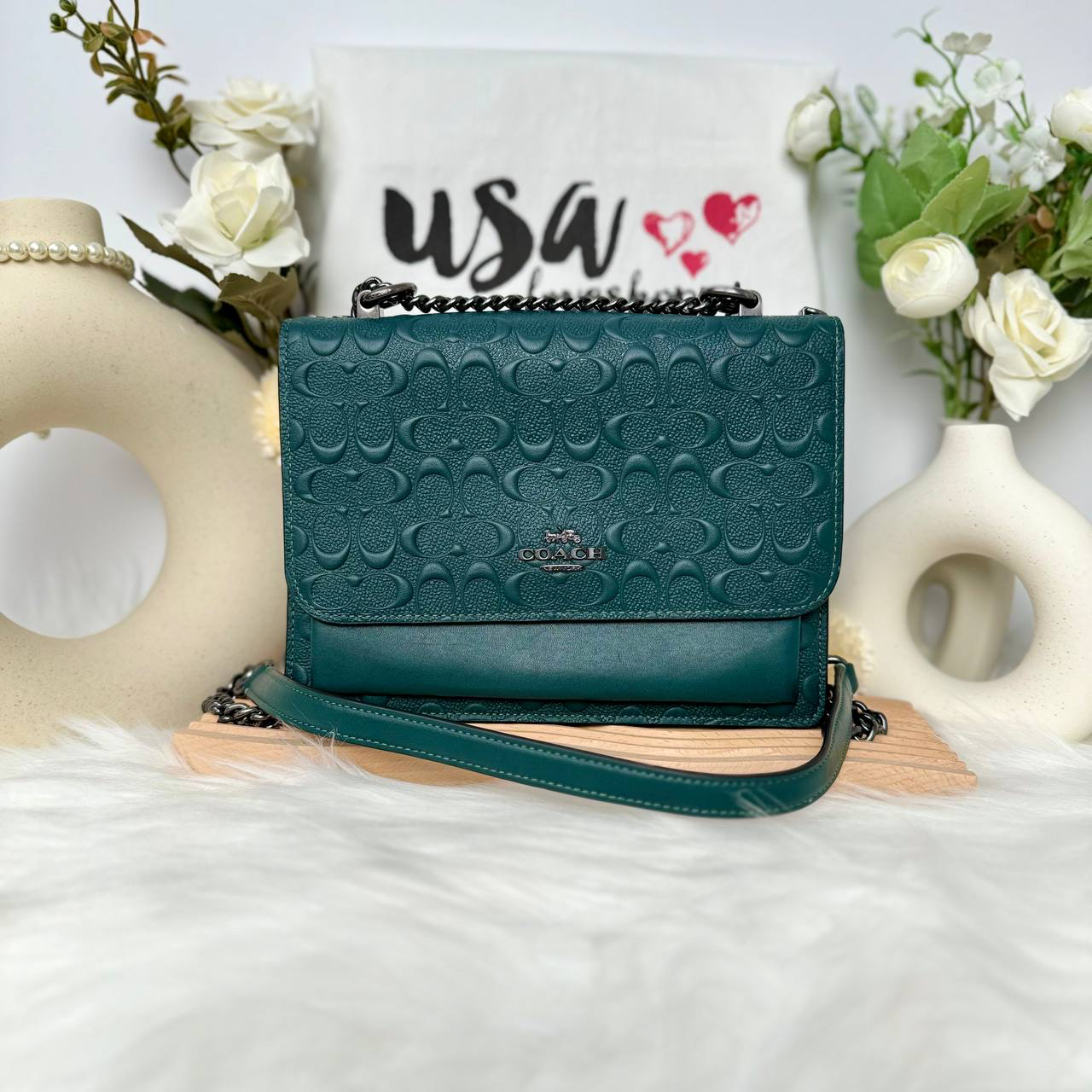 (CLEARANCE) COACH Klare Crossbody in Signature Leather in Forest (C5779)