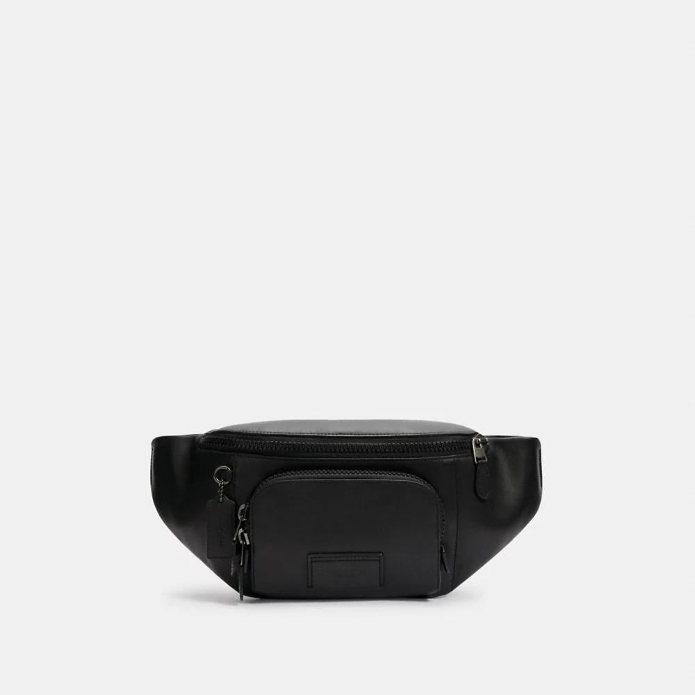 [INCOMING ETA END DEC 2024] COACH Men Track Belt Bag Smooth Leather in Gunmetal Black (C2716)