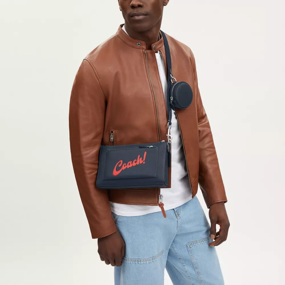 [INCOMING ETA END AUG 2024]  C0ACH Mens Holden Crossbody With Coach Graphic In Denim/Red (CU159)