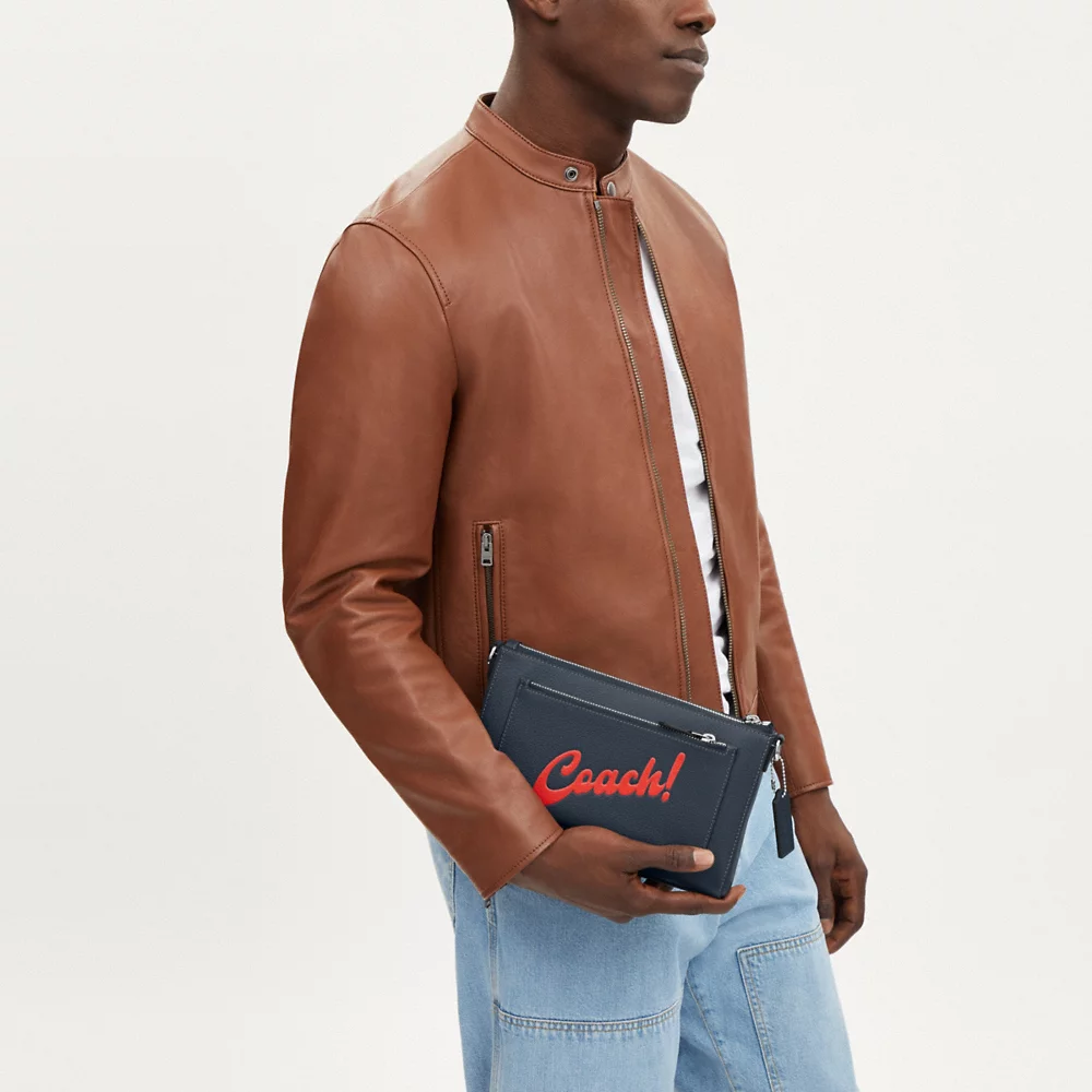 Coach Men Holden Crossbody With Coach Graphic In Denim/Red (CU159)