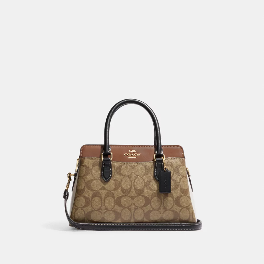 [INCOMING ETA 30 DAYS] COACH Mini Darcie Carryall Bag In Colorblock Signature Canvas In Khaki Multi (CH287)