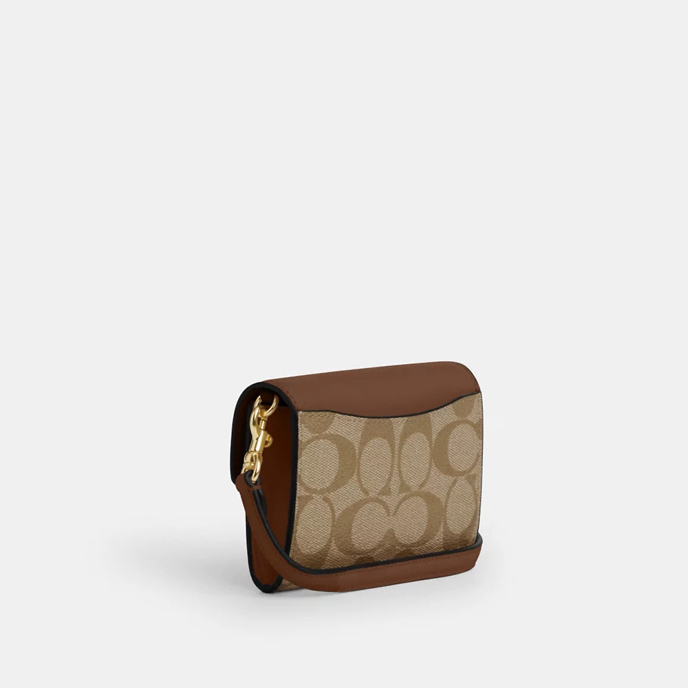 [AUCTION] COACH Mini Envelope Wallet With Strap In Signature Canvas In Khaki Saddle 2 (CU172) (Copy)