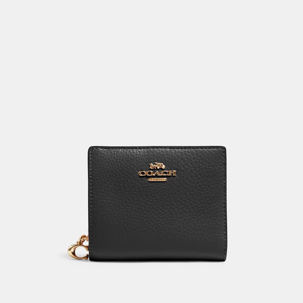 [INCOMING ETA END OCT 2024] COACH Pebbled Leather Snap Wallet in Black (C2862)