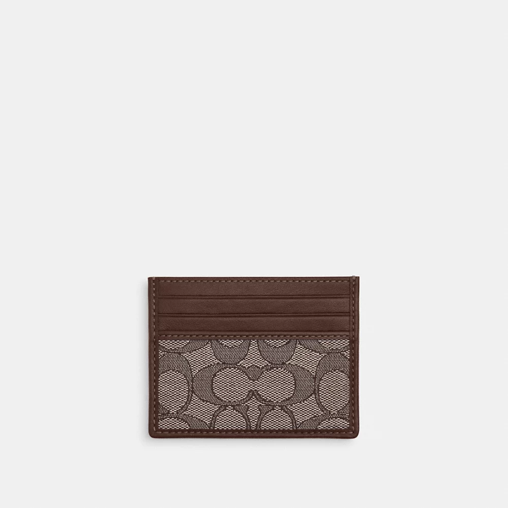 [READY STOCK MY] COACH Slim Id Card Case In Signature Jacquard in Oak Mapple (CU117)