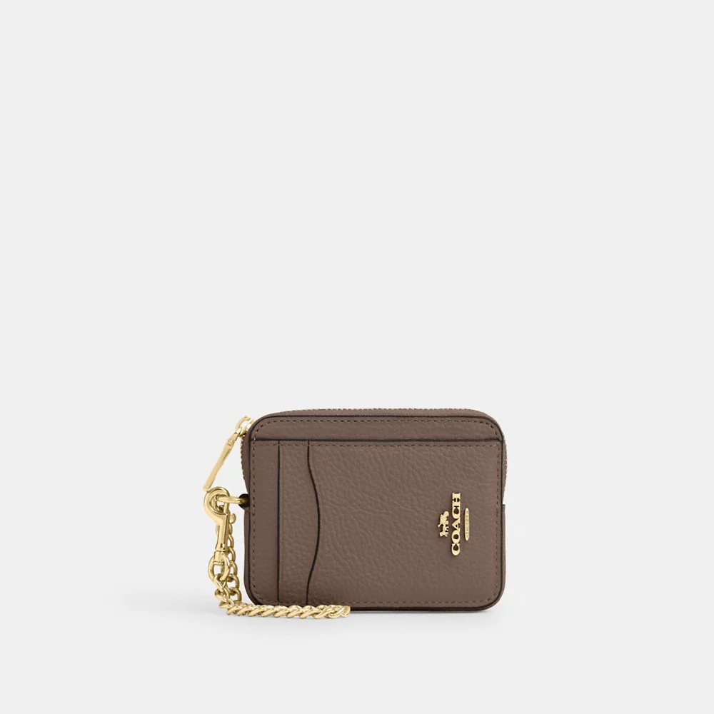 COACH Zip Card Case In Dark Stone (6303)