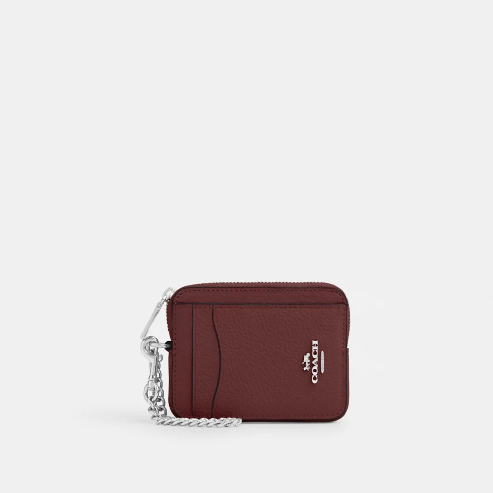 [READY STOCK MY] COACH Zip Card Case In Wine (6303)