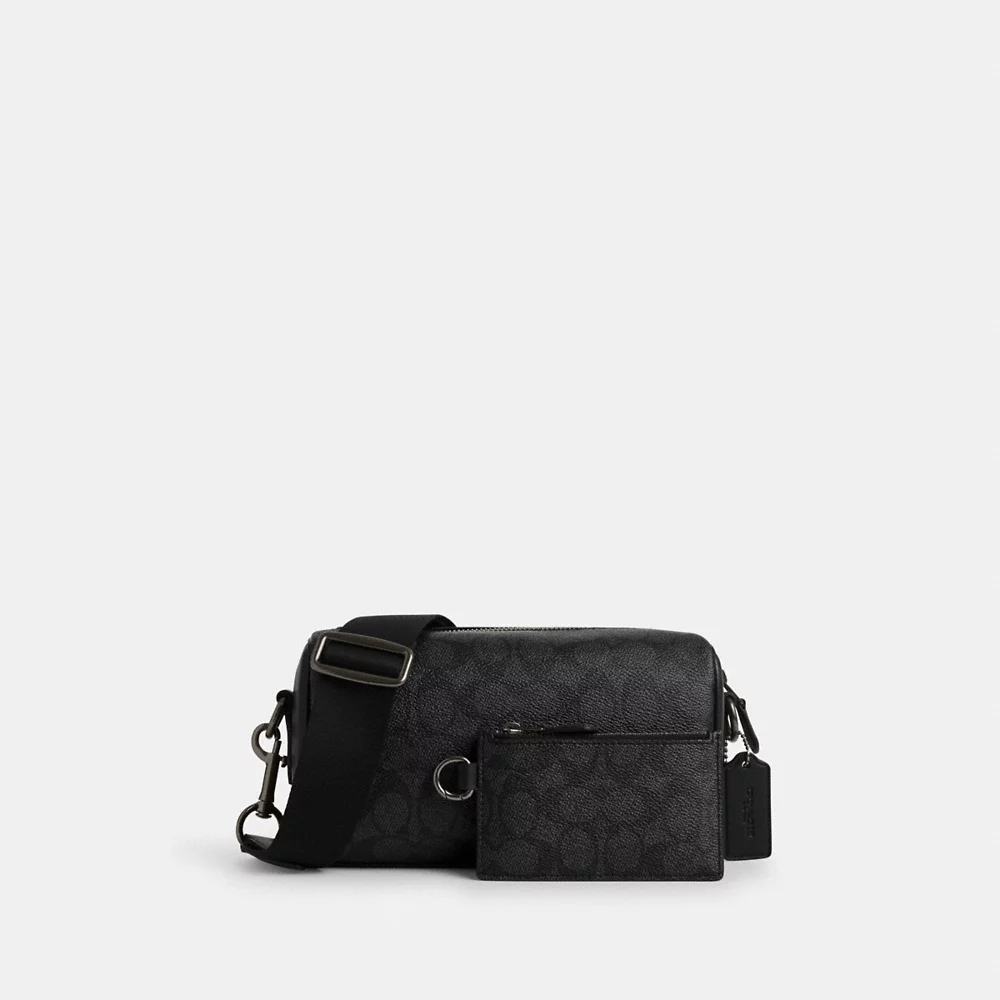 [INCOMING ETA END NOV 2024] COACH Axel Crossbody Bag In Signature Canvas In Charcoal Black (CV762)