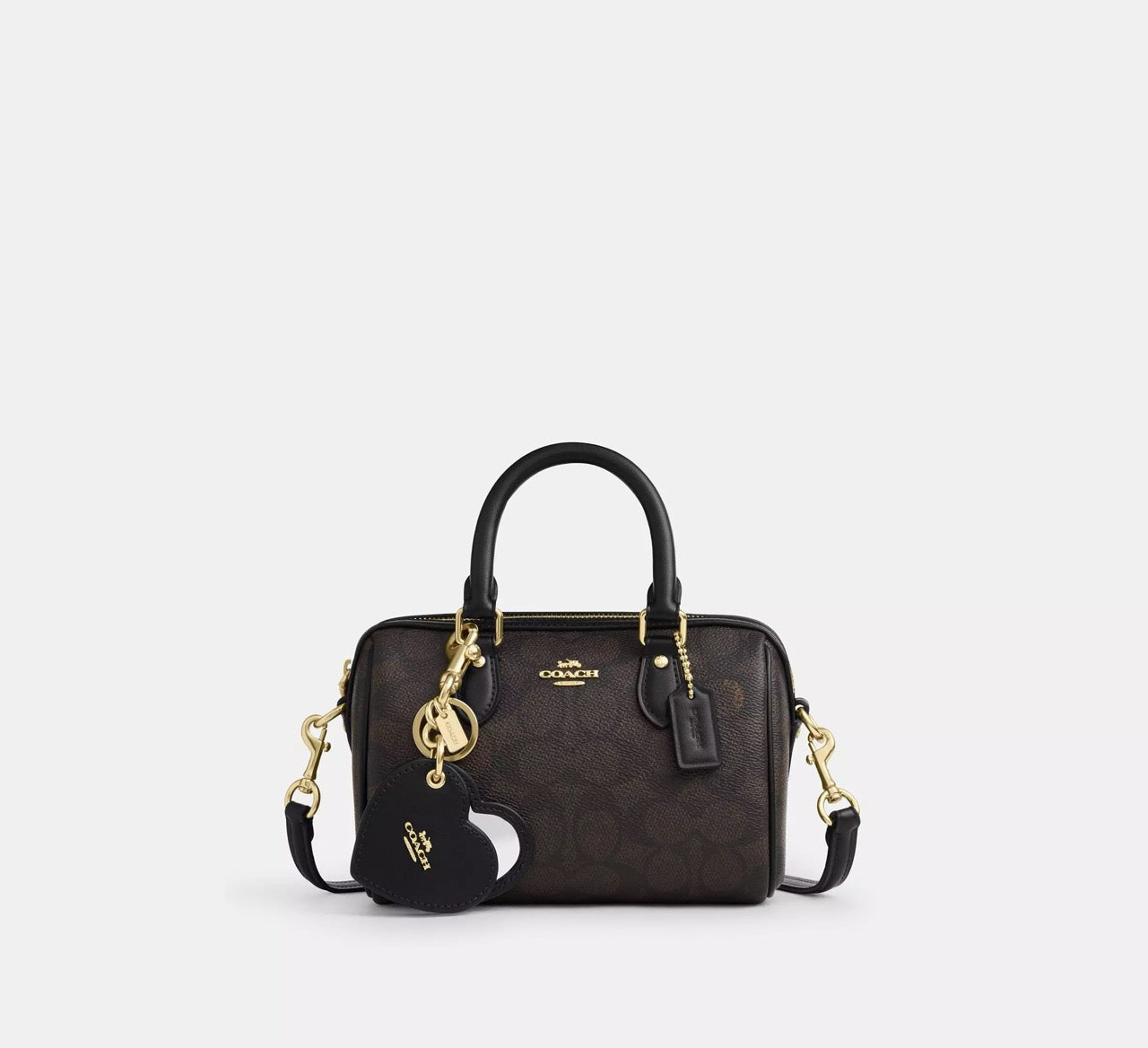 [INCOMING ETA 30 DAYS] COACH Boxed Mini Rowan Crossbody Bag & Mirror Bag Charm Set in Walnut/Black (CCL59)