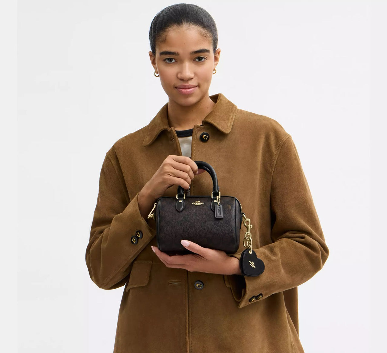 [INCOMING ETA 30 DAYS] COACH Boxed Mini Rowan Crossbody Bag & Mirror Bag Charm Set in Walnut/Black (CCL59)