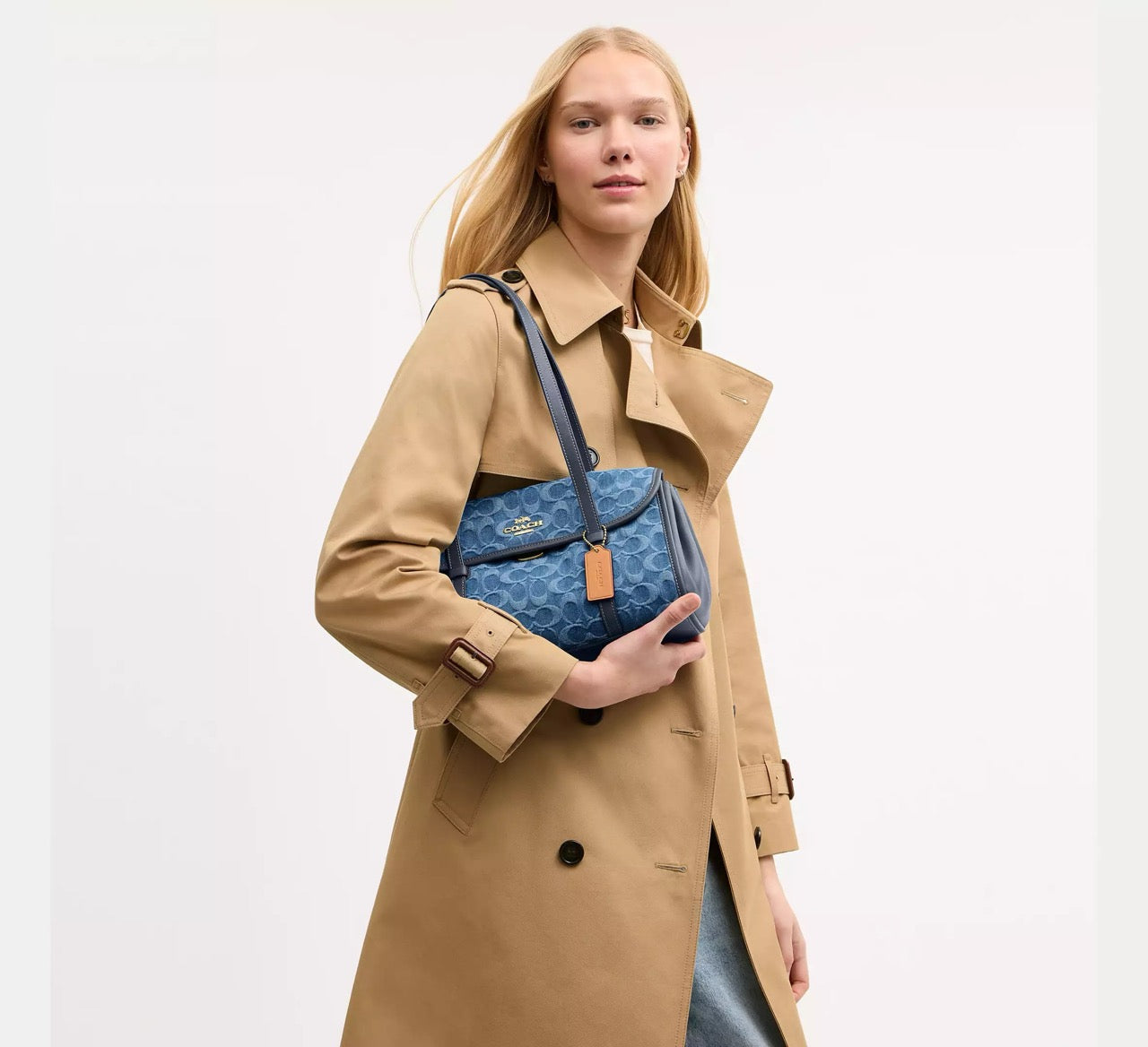 [INCOMING ETA 30 DAYS] COACH Bridget Flap Shoulder Bag In Signature Denim in Indigo (CDE94)