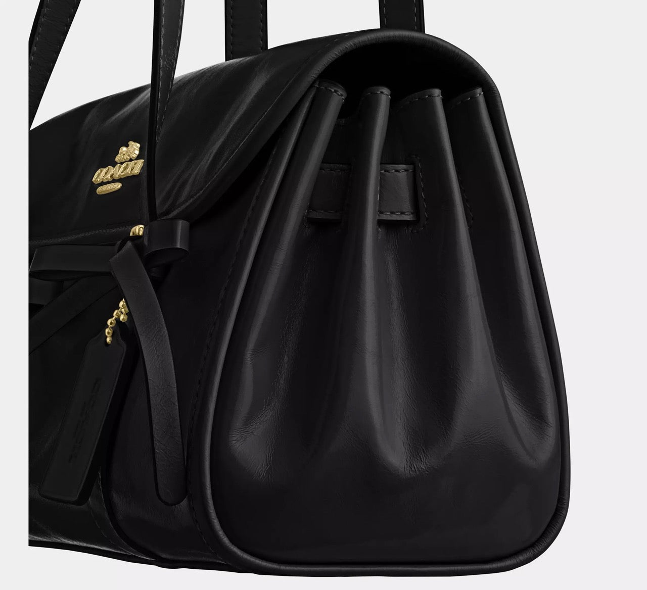 [READY STOCK MY] COACH Bridget Flap Shoulder Bag With Bows in Black (CDY94)