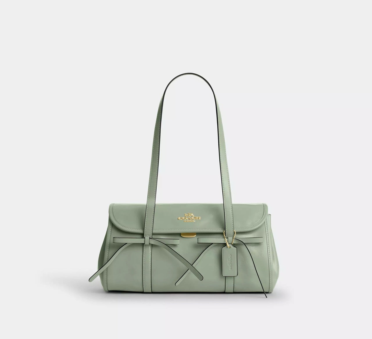 [READY STOCK MY] COACH Bridget Flap Shoulder Bag With Bows in Light Pistachio (CDY94)