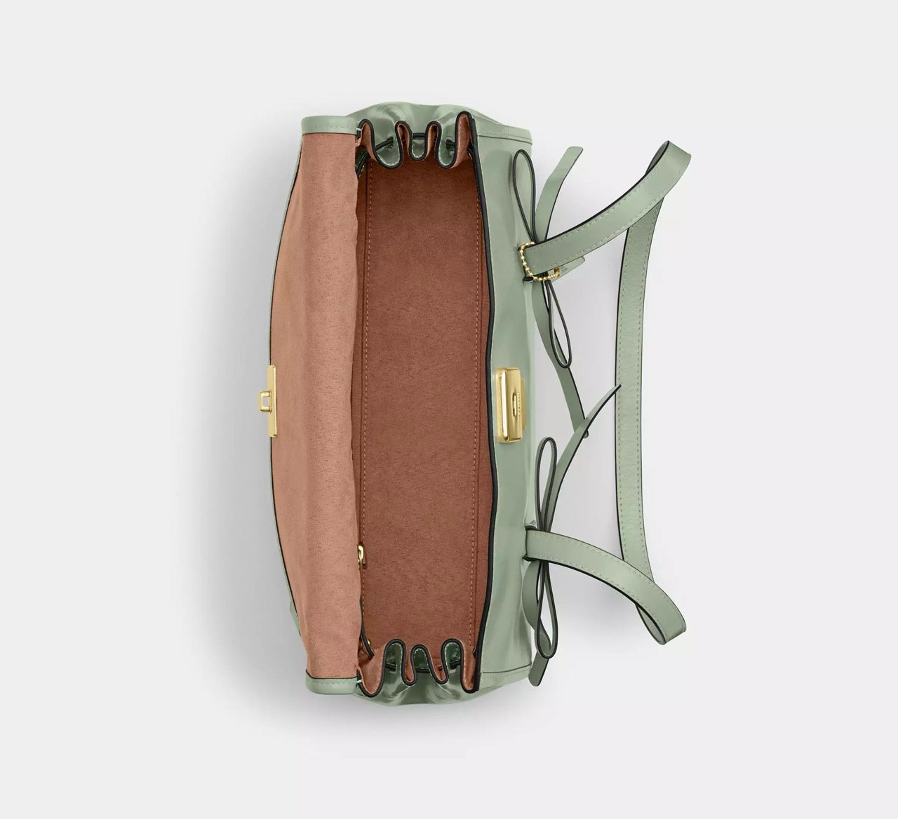 [READY STOCK MY] COACH Bridget Flap Shoulder Bag With Bows in Light Pistachio (CDY94)